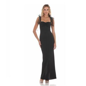 Lucy in the Sky - Shoulder Ties Maxi Dress in Black